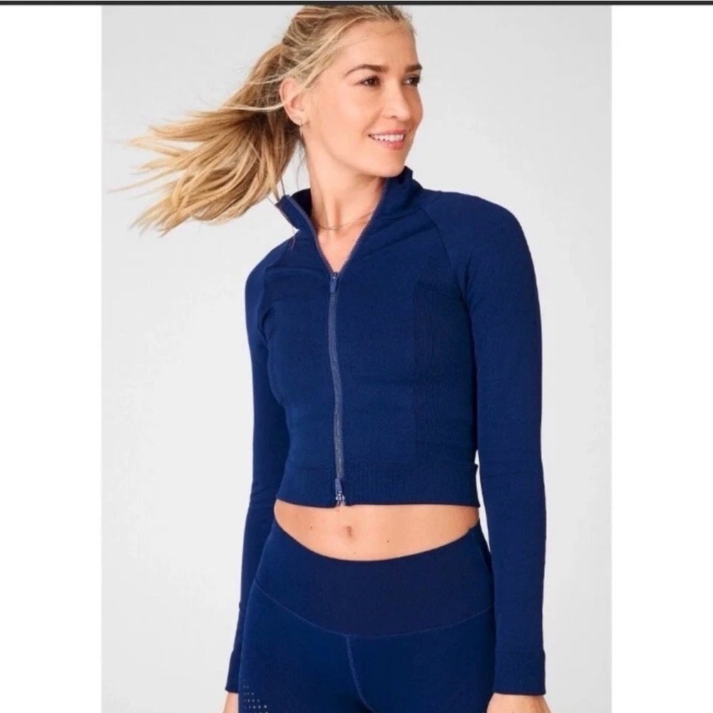 Fabletics Navy Blue Cropped Jacket